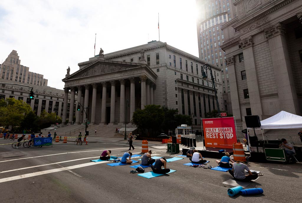 Yoga at City Hall, "Summer Streets" NYC
